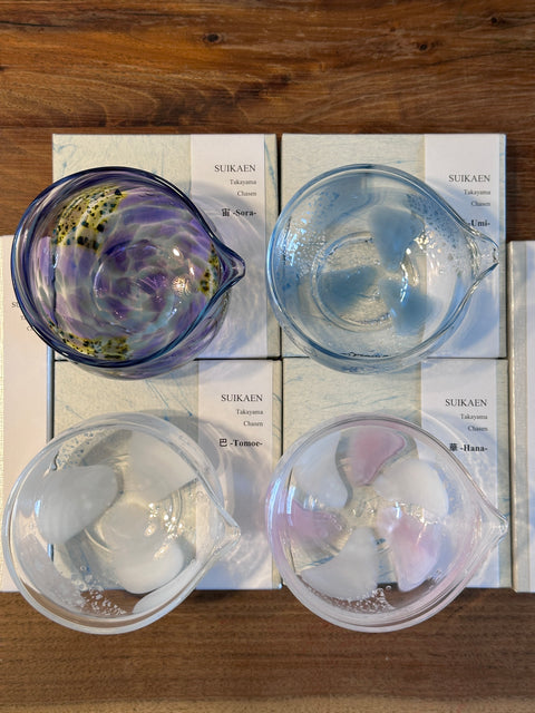 翠華園 SUIKAEN - Katakuchi Glass Chawan Umi in Blue