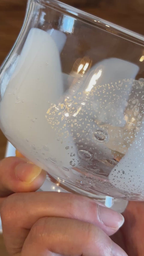 翠華園 SUIKAEN - Katakuchi Glass Chawan Tomoe  in White